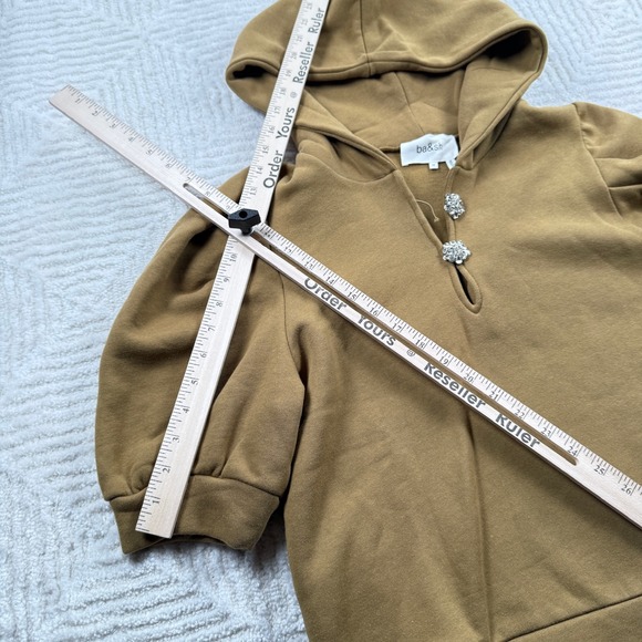 ba&sh Hoodie Women's M NWT Camel Puff Sleeve Embellished Hoodie Sweatshirt Chic - Picture 5 of 14